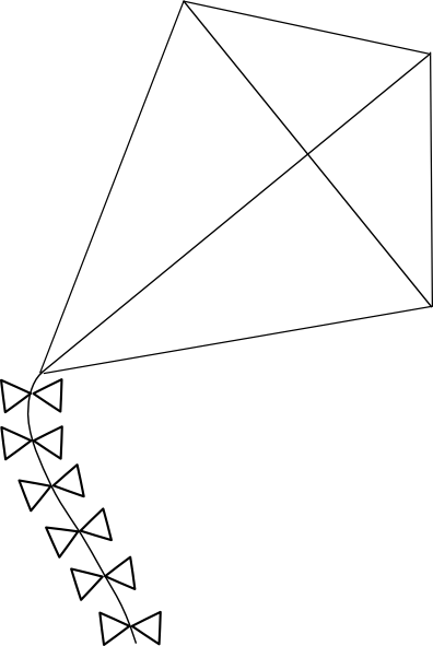 Kite Black And White Kite Clip Art At Vector Clip Art - Outline Of A Kite (396x591)