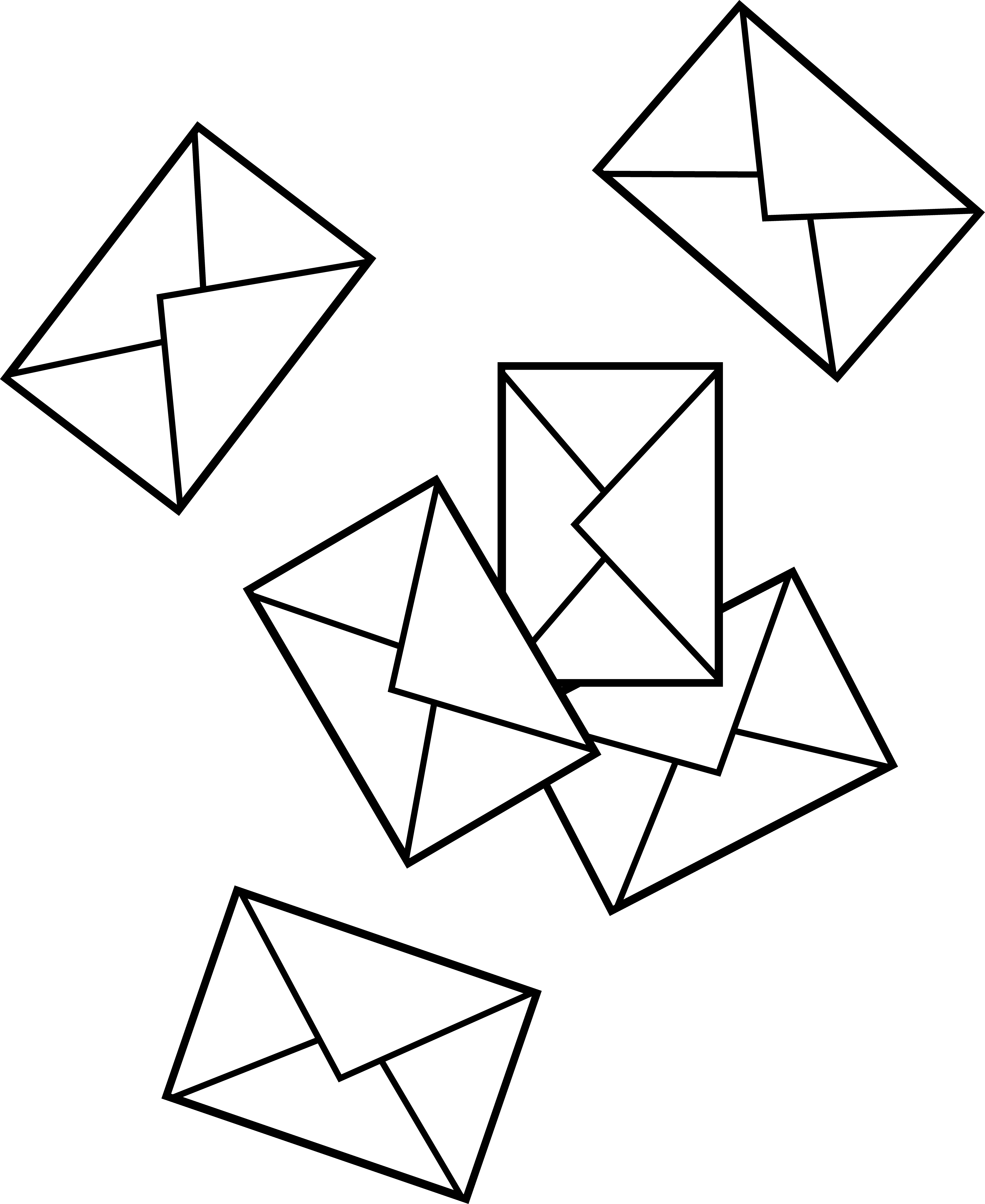 Scattered Mail Envelopes - Post Office Clip Art (5339x6529)