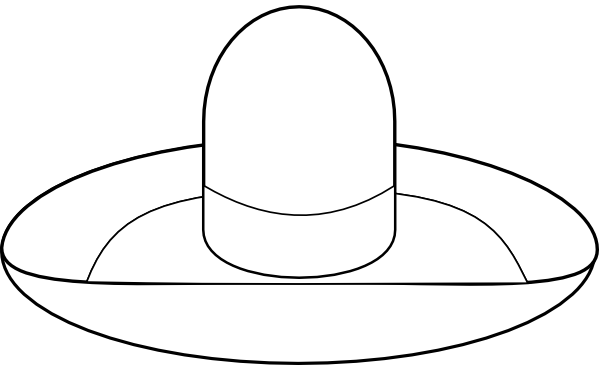 Sombrero Outline Clip Art - Desenho De Chapeu Mexicano (600x365)