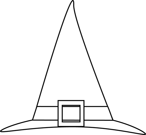 Black And White Witch Hat - Illustration (500x464)