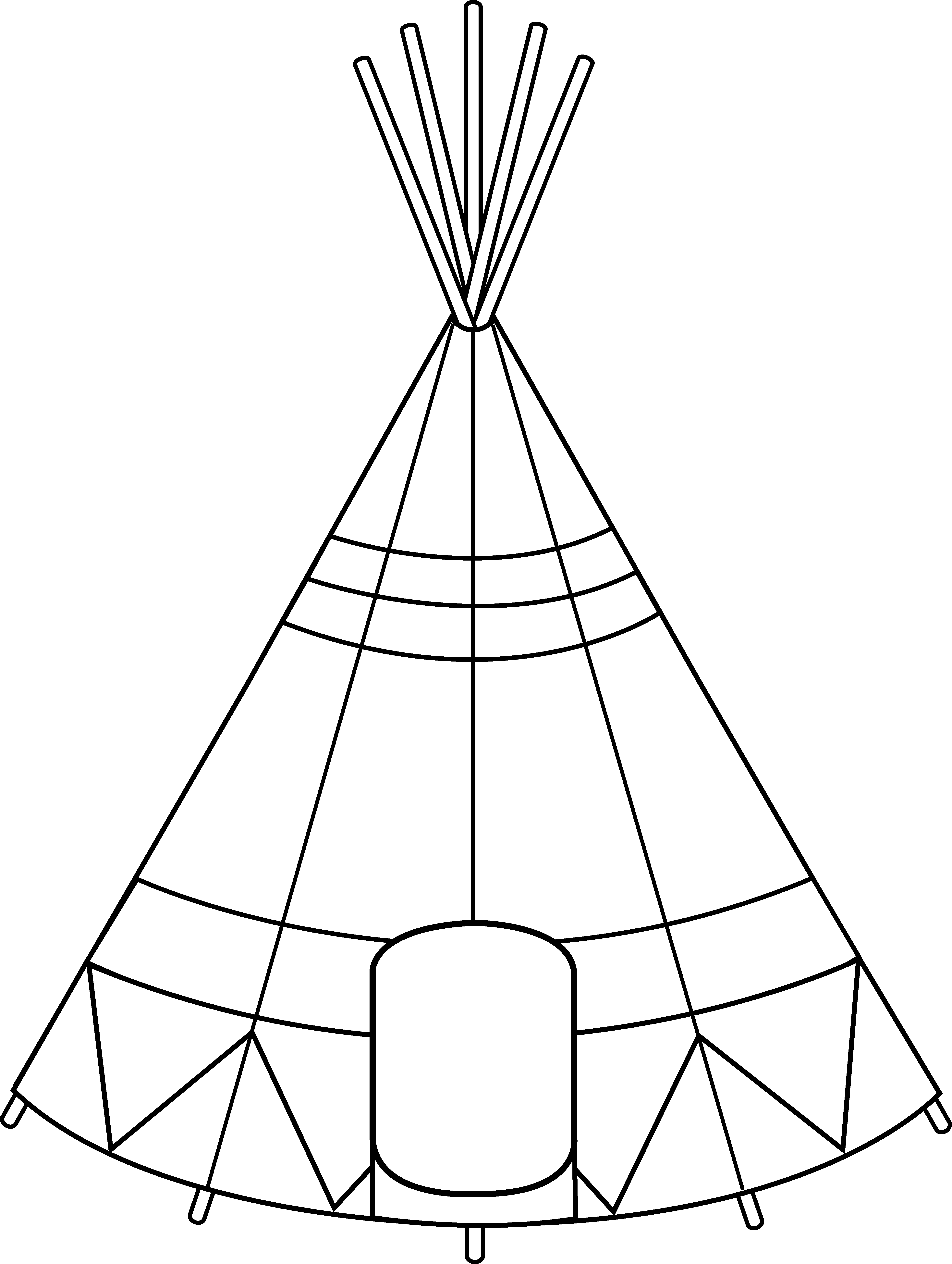 Teepee Tent Clipart Black And White - First Nation Teepee Drawing (4838x6422)