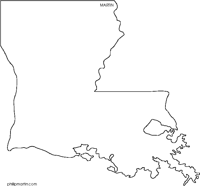 Free United States Clip Art By Phillip Martin, Map - Louisiana Map Clip Art (677x648)