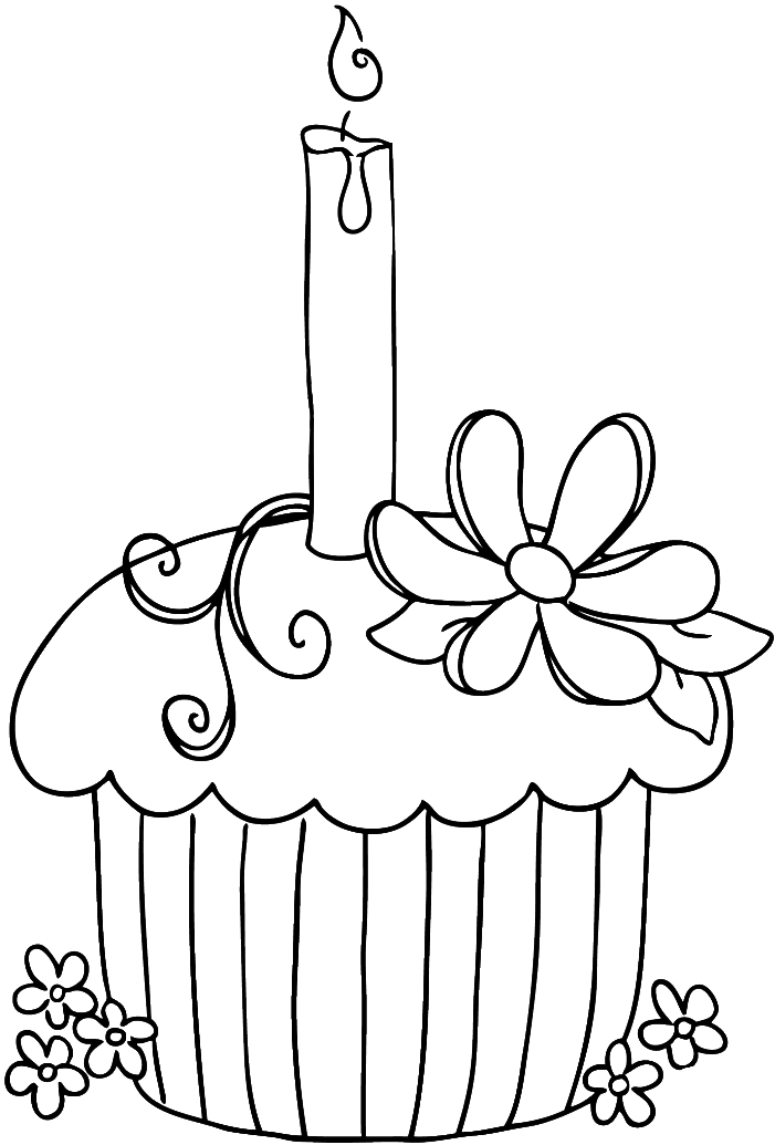 Free Happy Birthday Cupcake Coloring Pages - Happy Birthday Images To Draw (700x1068)