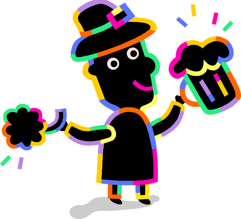 Vector Illustration Of Drunken Irish Man Celebrates - Vector Illustration Of Drunken Irish Man Celebrates (770x700)