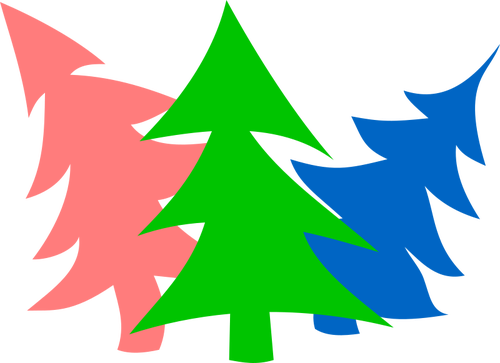Christmas Tree Silhouettes - Happy Birthday On Christmas/card With Colorful Trees/custom (500x363)