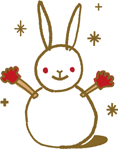 年中行事 雪だるま（うさぎ）（カラー） - New Year Card (600x600)