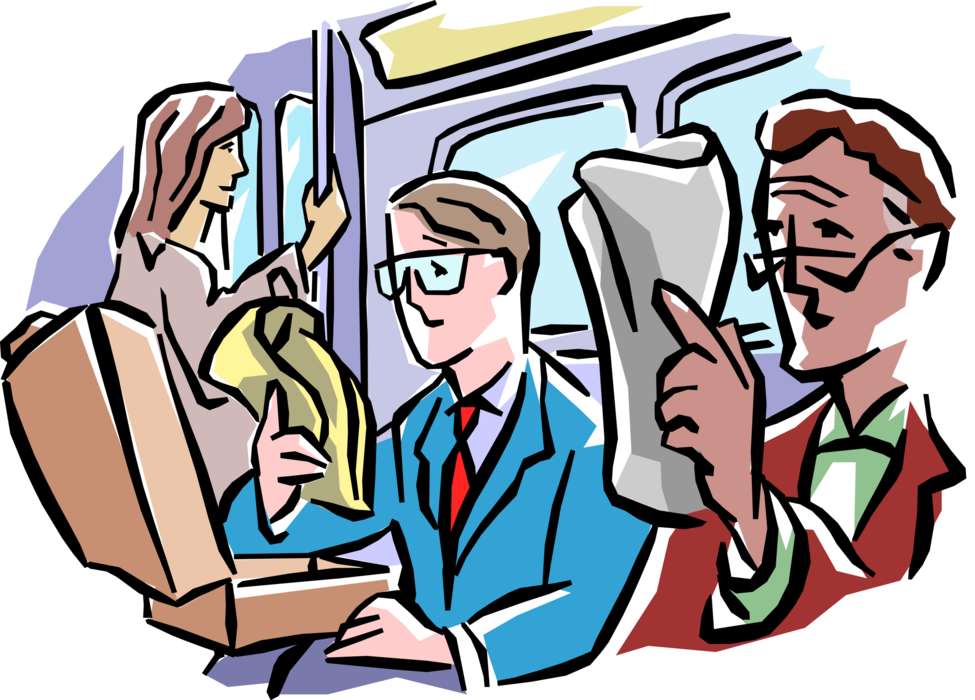 Vector Illustration Of Businessmen Commuter Subway - Illustration (975x700)