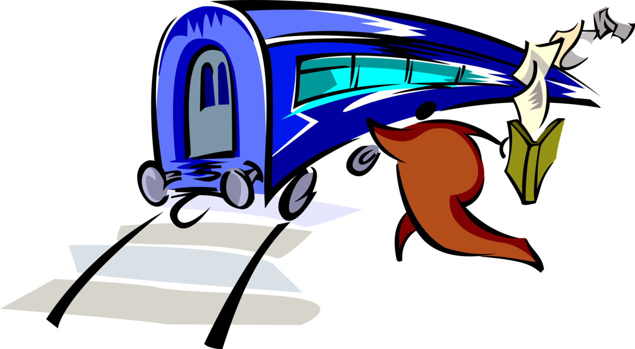 Vector Illustration Of Passenger Commuter Running To - Vector Illustration Of Passenger Commuter Running To (1271x700)