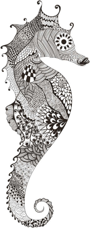 Seahorse - Zentangle Sea Horse Beige Printed Canvas Tote Bag With (1024x1024)