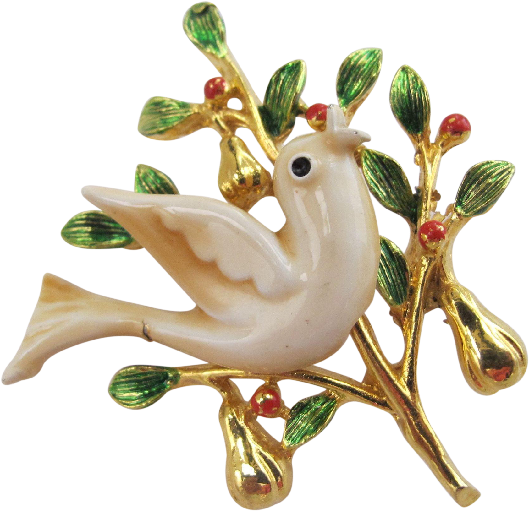 Vintage Signed Art Rare Enamel Bird In Partridge Tree - Figurine (1682x1682)