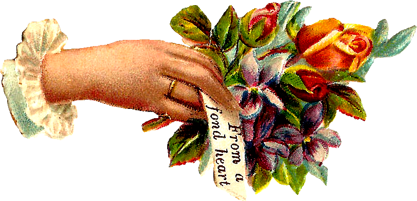 This Is A Sweet Digital Graphic Of A Victorian Hand - Victorian Flower Hand (938x517)