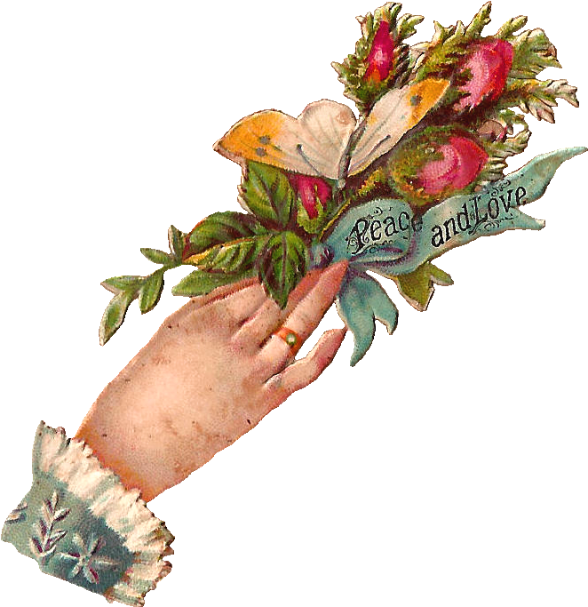 This Is Digital Clip Art Of A Pretty Woman's Hand Holding - Victorian Hand Holding Flowers (762x792)