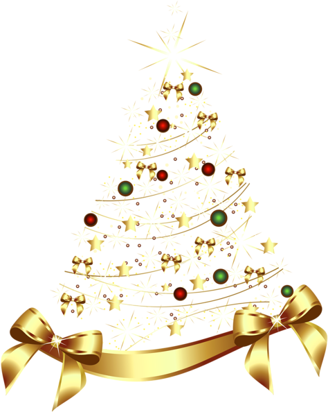 Gold Christmas Tree Clip Art - Christmas Transparent Images Png (475x600)