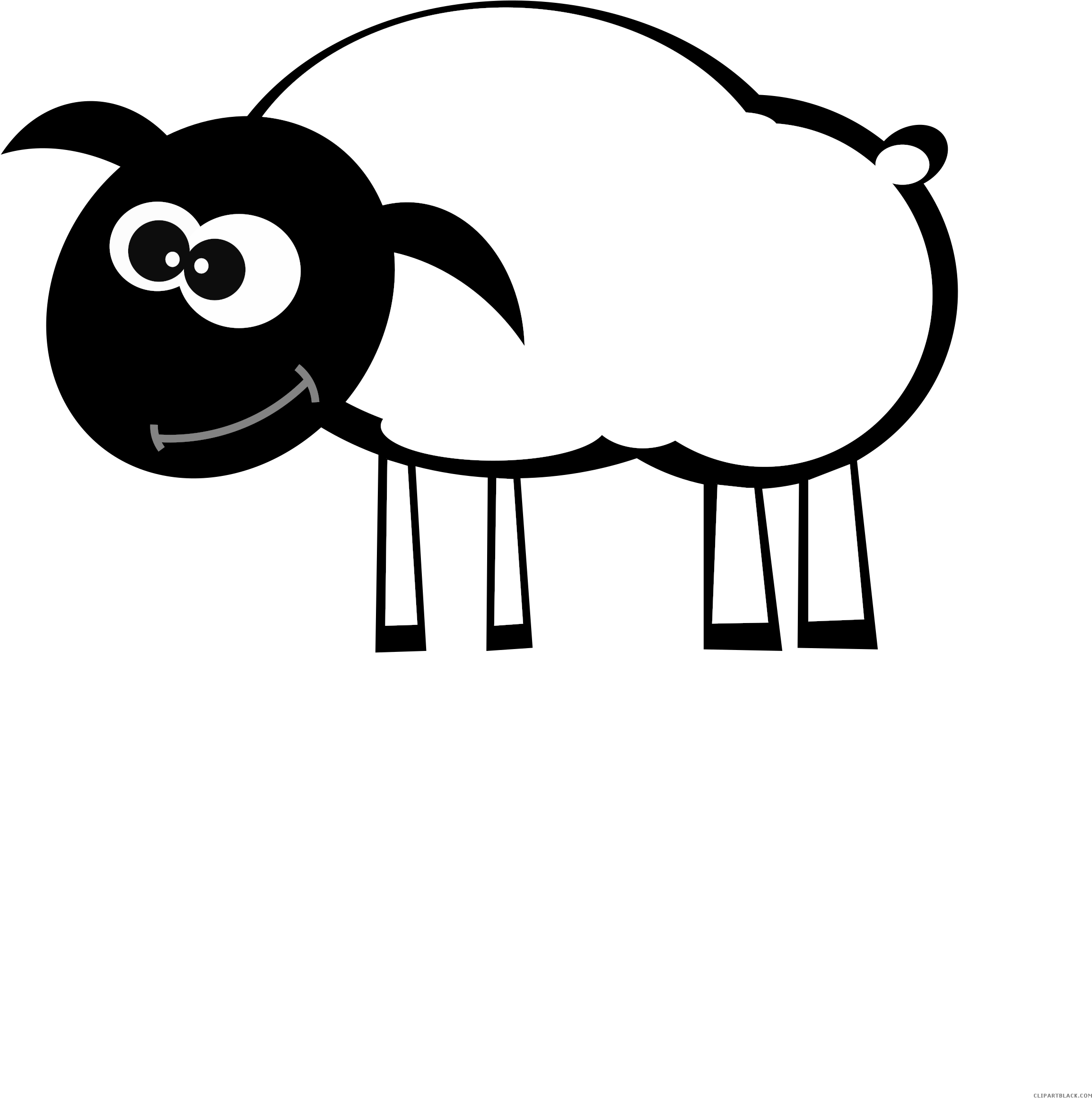 Black And White Sheep Animal Free Black White Clipart - Eid Mubarak 2016 Funny (2400x3394)