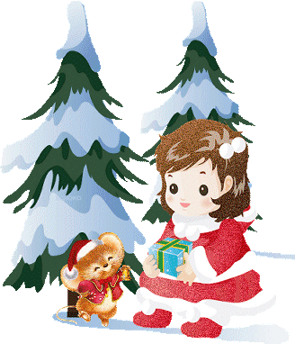 Xmas Holiday Religious Christmas Girls Xmas Holiday - Animated Christmas Little Girl (328x382)