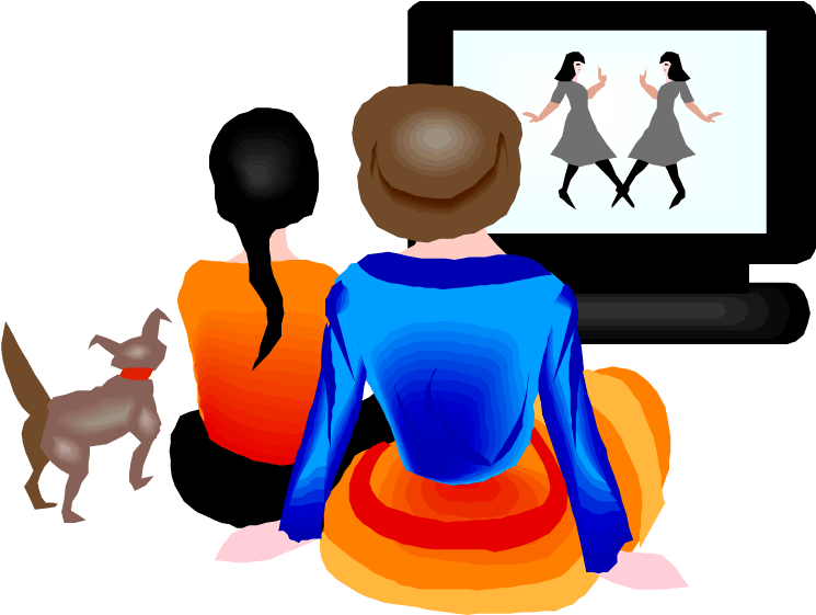 Watching Movie At Home Clipart - Watching Clipart Png (750x578)
