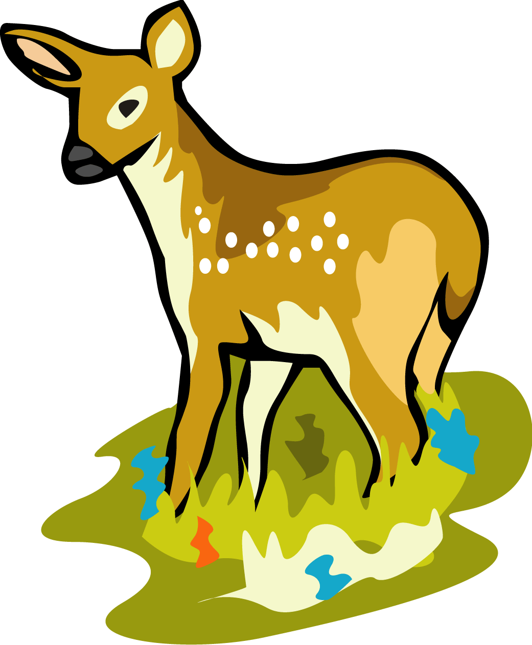 Grains - Clipart - Black - And - White - White Tailed Deer Cartoon (1041x1263)