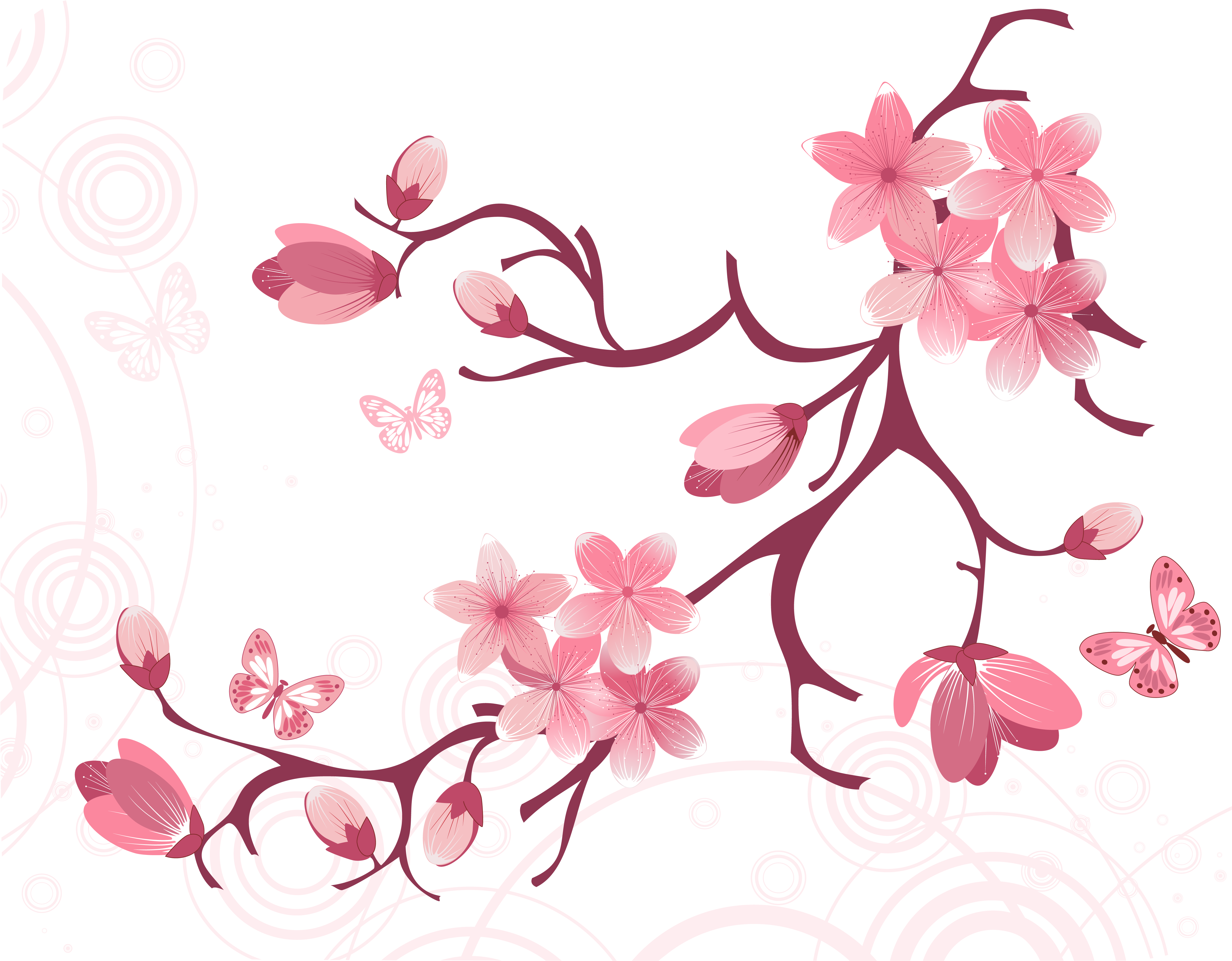 Vector Tree Branches Flowers - Png Flowers Art Vector (6200x5328)