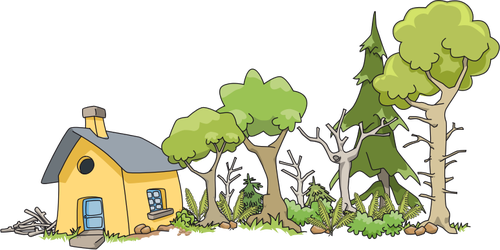 House In The Woods - Clip Art Of Woods (500x250)