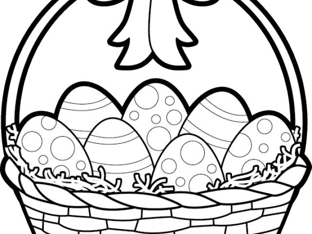 Drawn Basket Easter - Easter Egg Hunt Black And White (640x480)
