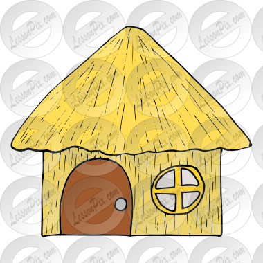 Straw House Picture For Classroom / Therapy Use - Clip Art (380x380)