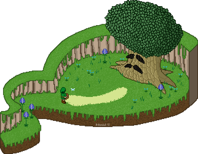 Ocarina Of Time Isometric - Pixel Art Legend Of Zelda (644x502)