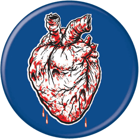 Bleeding Heart Zombie Button - Eyes Heart Brains Bloody Magnet 60073lh (555x555)