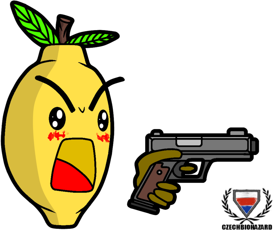 Lemon Chibi With A Gun By Czechbiohazard - Lemon Cartoon With Gun (900x767)