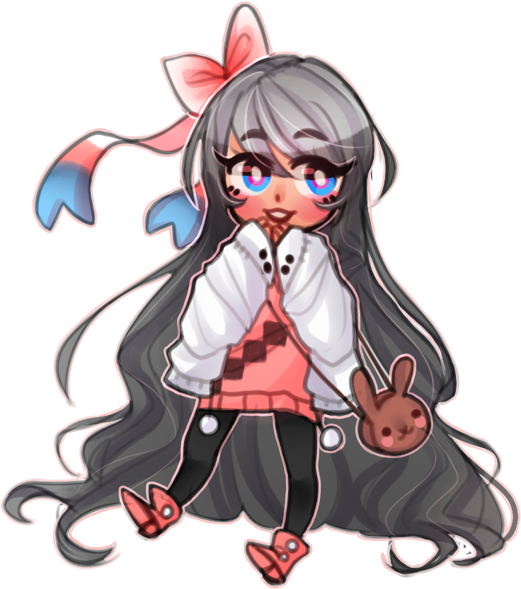 Gaia Gaiaonline Bunny Sylveon Grey Hair Chibi - Cartoon (916x900)