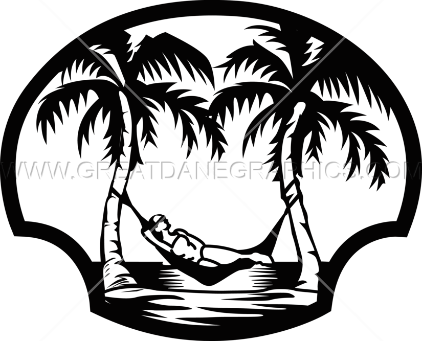 Vacation Hammock - Palm Trees Hammock Black And White (825x667)