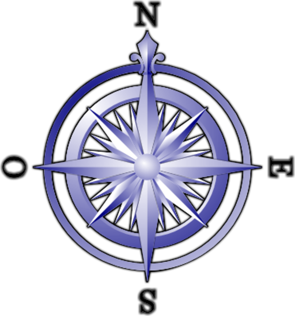 Compass North South East West Large Clipart - Brujula Rosa Delos Vientos (600x642)