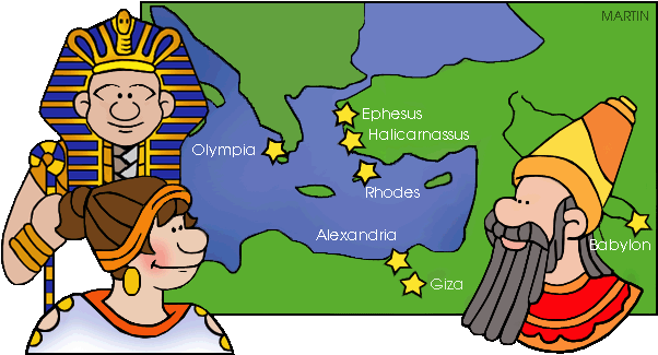 Ancient World History Clip Art - 7 Wonders Of The Ancient World Map (631x343)
