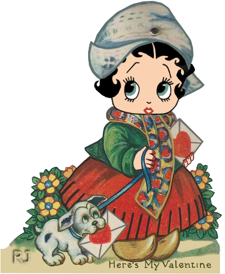 Vintage Valentine Betty Boop - Cartoon (500x600)