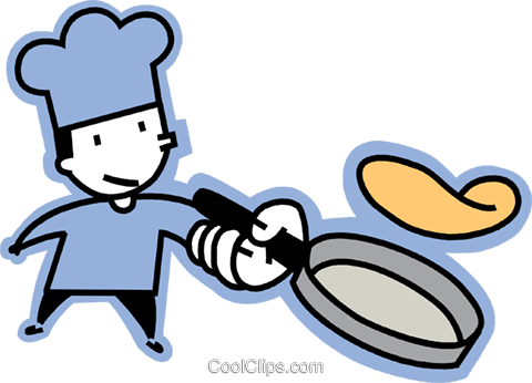 Chef Flipping A Pancake Royalty Free Vector Clip Art - Clip Art (480x346)