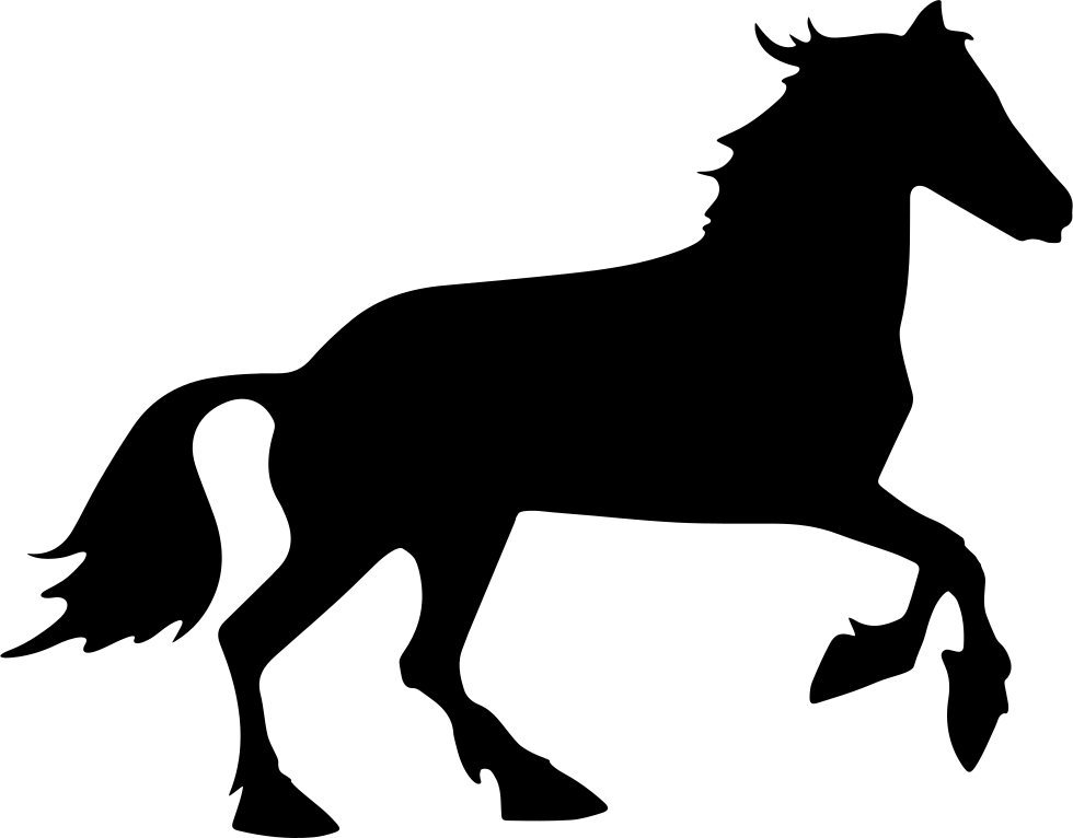 Horse Black Shape Comments - Pferd Schwarz Weiß Clipart (980x766)