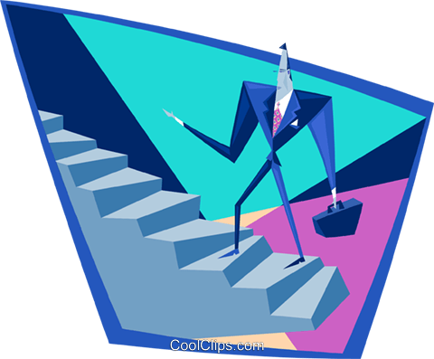 Business Man Climbing Stairs Royalty Free Vector Clip - Graphic Design (480x397)
