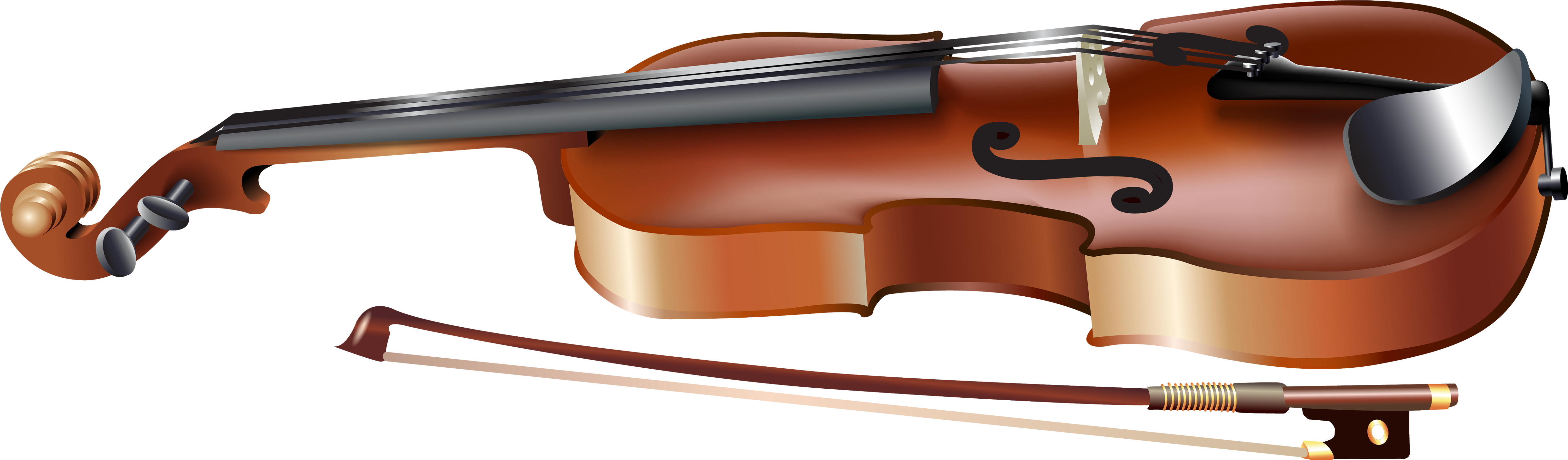 Violin With Bow Png Clipart - Violin Clipart Png (5000x1464)