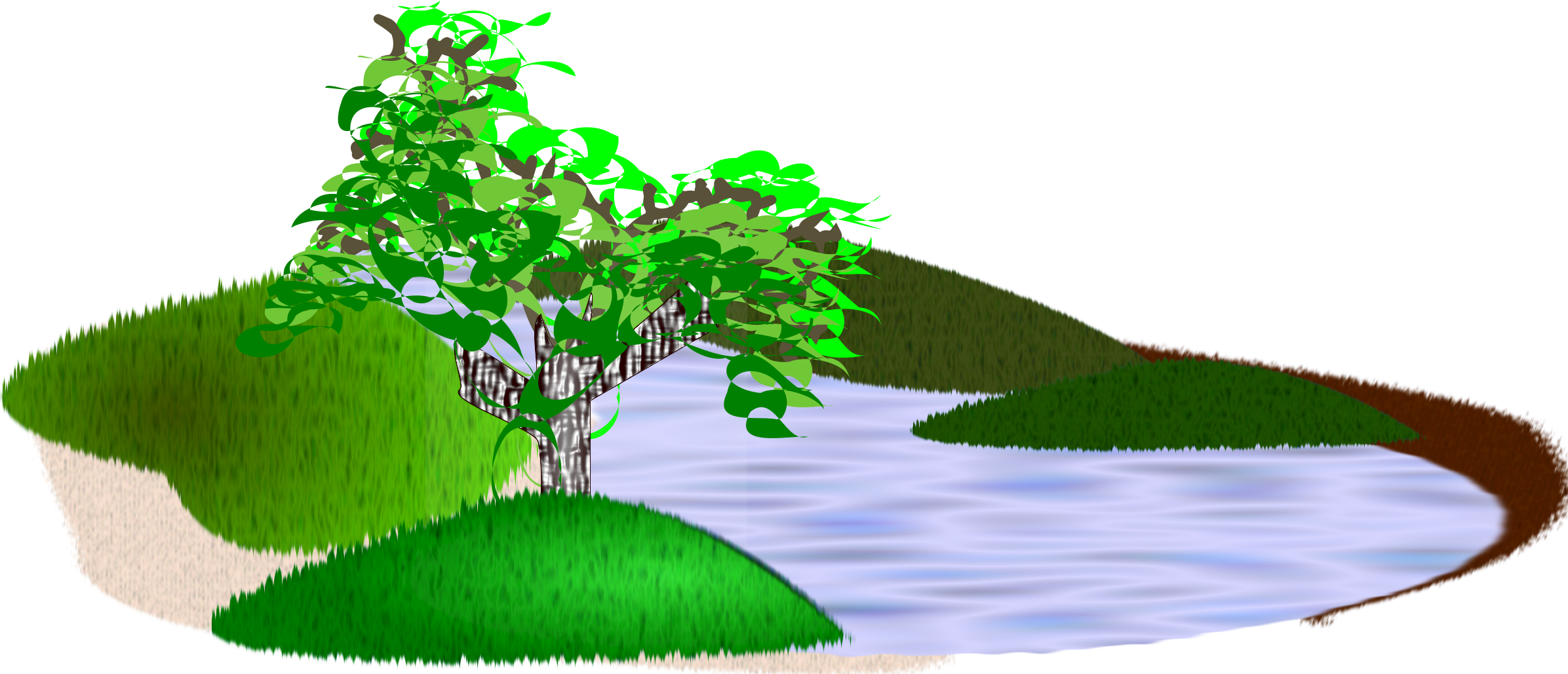 Scenery Clipart Nature Park - Scenery Clip Art (2400x1028)