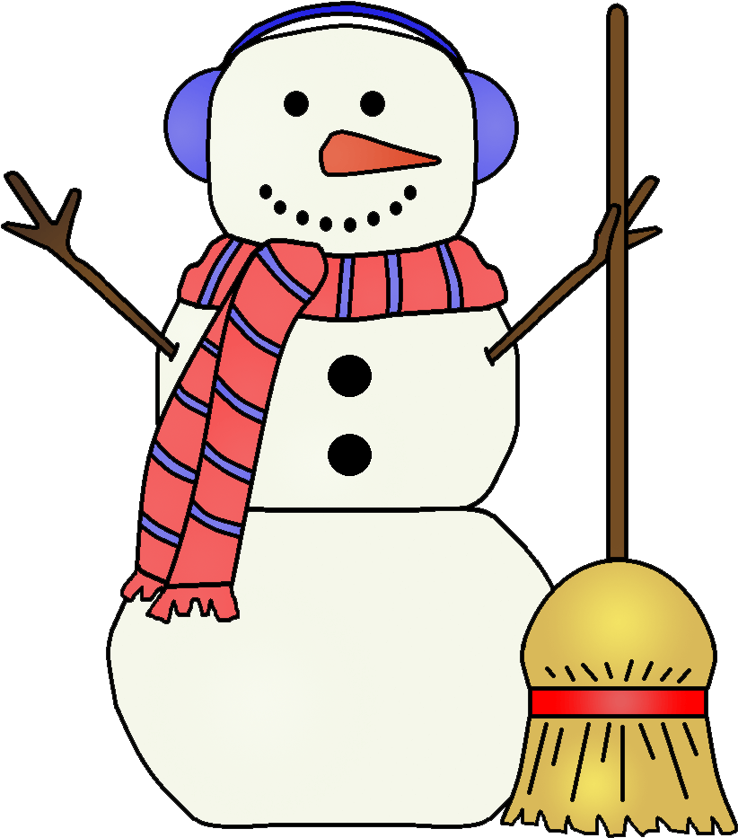 Fancy Snowman Clipart - Snowman With Broom Clipart (848x954)