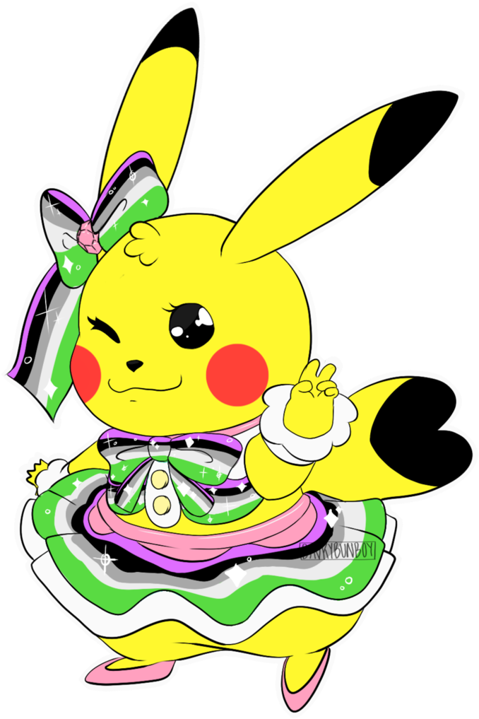Agender Pride Pikachu By Binkybunboy - Pokemon Pikachu Gay (761x1049)