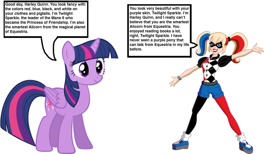 Twilight Sparkle Meets Harley Quinn By Darthranner83 - Personajes Super Hero Girl (1024x528)