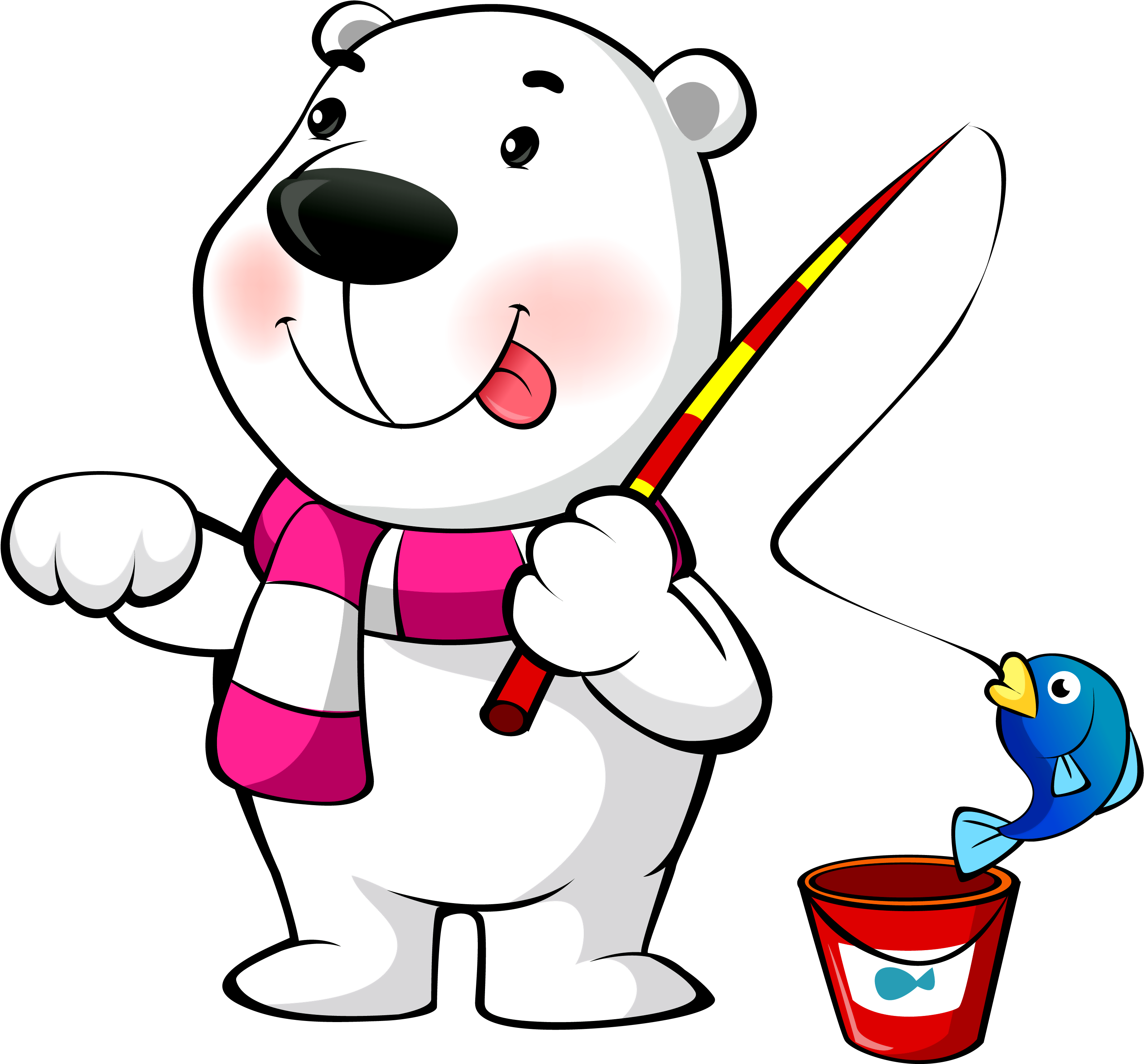 Polar Bear Cartoon - Polar Bear Fishing Cartoon Png (3220x2971)