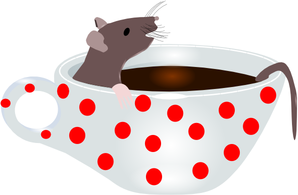 Teapot Clipart Free - Cartoon-maus, Die In Einer Schale Kaffee Sitzt Postkarte (600x487)