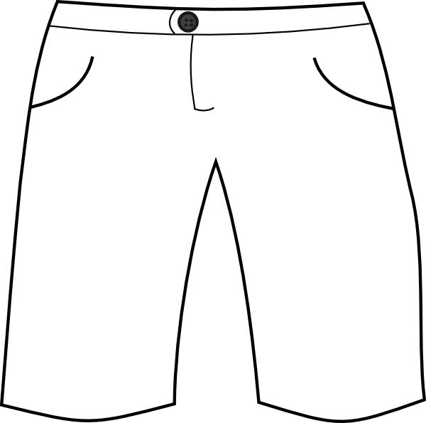 Clip Art Black And White Short Pants Clipart - Clip Art (600x595)
