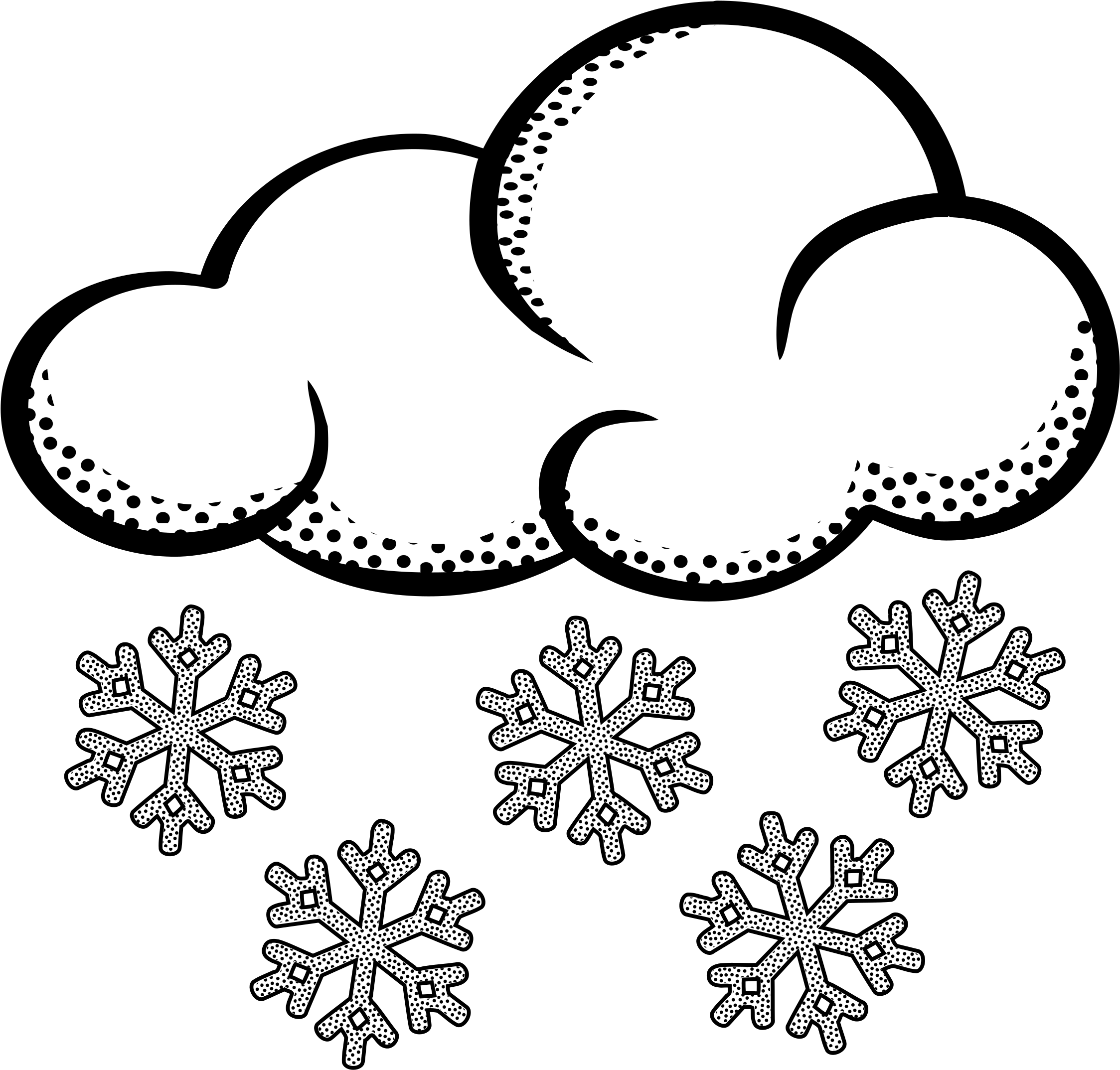 Snowfall Clipart Snow Cloud - Clipart Rain Black And White (2400x2300)