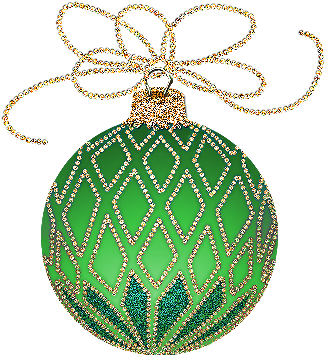 Christmas Green And Gold Ornament Clipart - Green And Gold Ornaments (342x374)