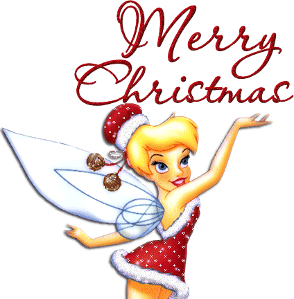 Christmas Clipart Tinkerbell - Merry Christmas Animated Gif (424x432)