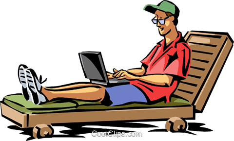 Man Relaxing In Beach Chair Royalty Free Vector Clip - Person On Lawn Chair Clipart (480x290)