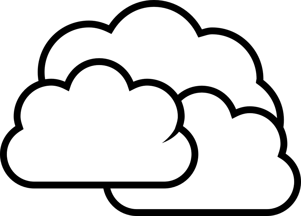 Drawn Cloud Transparent Background - Cloudy Clipart Black And White (960x687)