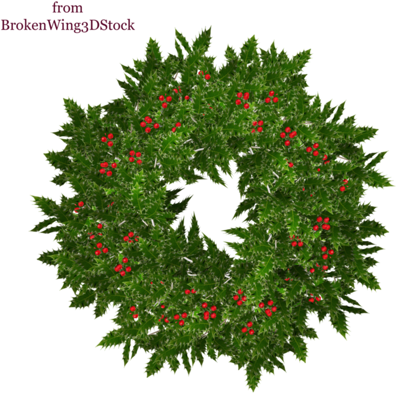 Holly Wreath By Brokenwing3dstock - Weihnachtskranz 2 Postkarte (894x894)